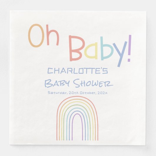 Oh Baby! Schattige kleurrijk regenboog Baby shower Servet (Voorkant)