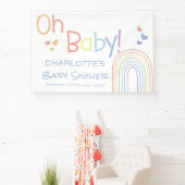 Oh Baby! Schattige kleurrijk regenboog Baby shower Spandoek (Insitu)