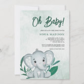 Oh Baby Schattige Olifantgroen Baby shower Kaart (Voorkant)
