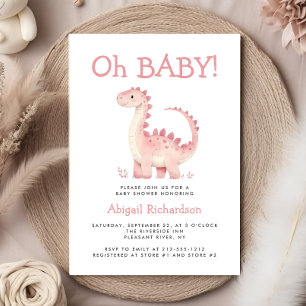Oh Baby Schattige Roze Dinosaurussen Meisjes Baby Kaart