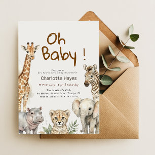 Oh Baby Schattige Safari Dieren Baby Shower Kaart
