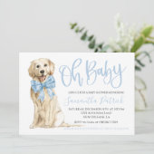 Oh Baby! Schattigee Dog Blue Boy Shower Uitnodigin Kaart (Staand voorkant)
