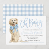 Oh Baby! Schattigee Dog Blue Boy Shower Uitnodigin Kaart (Voorkant / Achterkant)