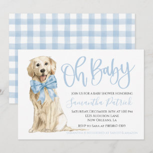 Oh Baby! Schattigee Dog Blue Boy Shower Uitnodigin Kaart