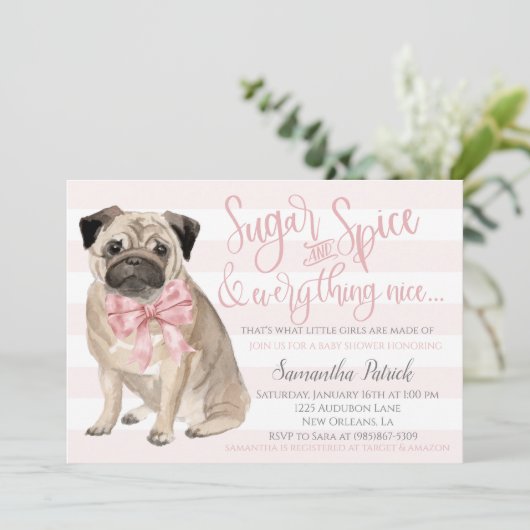 Oh Baby! Schattigee Dog Pink Puppy Hondendouche Kaart (Staand voorkant)