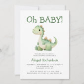Oh Baby Schattigee groene dinosaurus Baby shower Kaart (Voorkant)