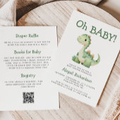 Oh Baby Schattigee Groene Dinosaurus QR Code Baby  Kaart