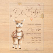 Oh Baby Schattigee Llama Boho Baby shower Uitnodig Acryl Uitnodigingen (Voorkant)
