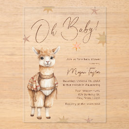 Oh Baby Schattigee Llama Boho Baby shower Uitnodig Acryl Uitnodigingen
