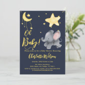 Oh Baby! Schattigee olifant en ballon Baby shower Kaart (Staand voorkant)