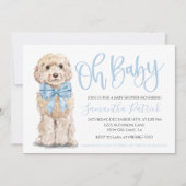 Oh Baby! Schattigee Puppy Dog Boy Baby shower Uitn Kaart (Voorkant)