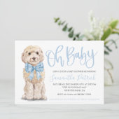 Oh Baby! Schattigee Puppy Dog Boy Baby shower Uitn Kaart (Staand voorkant)