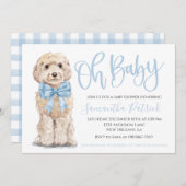 Oh Baby! Schattigee Puppy Dog Boy Baby shower Uitn Kaart (Voorkant / Achterkant)