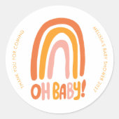 Oh Baby! Schattigee Rainbow CUSTOM Baby shower DAN Ronde Sticker (Voorkant)