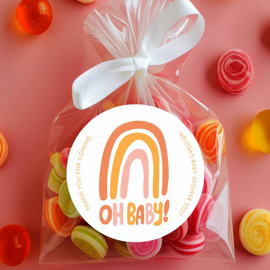 Oh Baby! Schattigee Rainbow CUSTOM Baby shower DAN Ronde Sticker