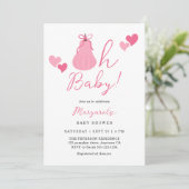 Oh Baby Schattigee Roze Pompoen Bow Girl Baby show Kaart (Staand voorkant)