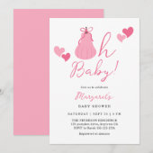 Oh Baby Schattigee Roze Pompoen Bow Girl Baby show Kaart (Voorkant / Achterkant)