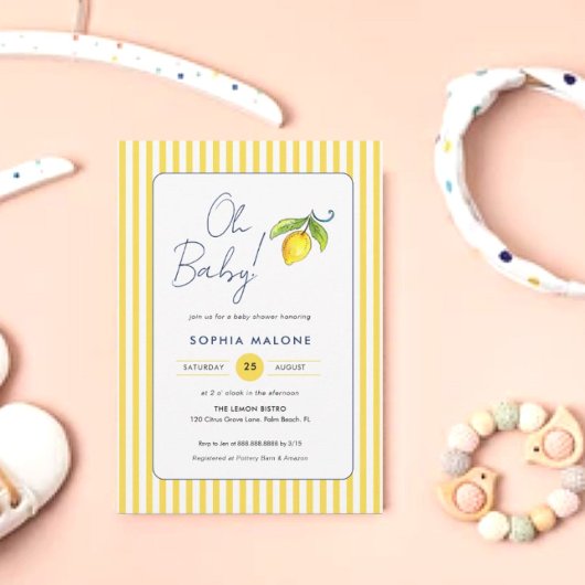 Oh Baby Schattigee waterverf Lemon Baby shower Kaart