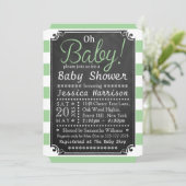 Oh Baby! Schoolbord & Groene Streep Baby Shower Kaart (Staand voorkant)
