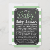 Oh Baby! Schoolbord & Groene Streep Baby Shower Kaart (Voorkant)