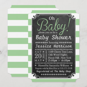 Oh Baby! Schoolbord & Groene Streep Baby Shower Kaart