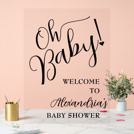 Oh Baby! Script Baby shower welkom Acryl Bord (Huwelijk)