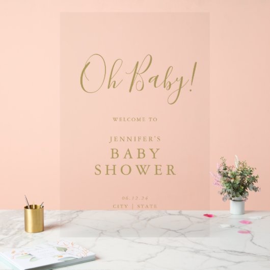 Oh Baby! Script Baby shower Welkom Goud Acryl Bord (Huwelijk)
