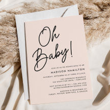Oh Baby Script Blush Minimalistische Baby Shower