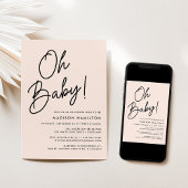 Oh Baby Script Blush Minimalistische Baby Shower Kaart