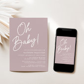 Oh Baby Script Dusty Paars Minimalistisch Baby sho Kaart