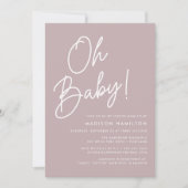 Oh Baby Script Dusty Paars Photo Baby shower Kaart (Voorkant)