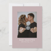 Oh Baby Script Dusty Paars Photo Baby shower Kaart (Achterkant)