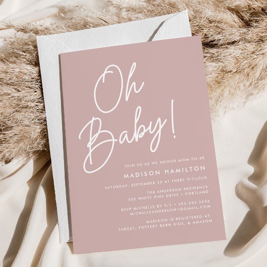 Oh Baby Script Dusty Roos Minimalistisch Baby show Kaart