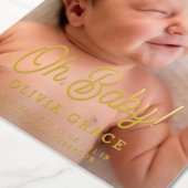 Oh Baby! Script Goud Folie Geboorteaankondiging Uitnodiging