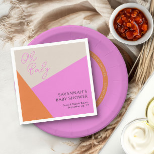 Oh Baby Script Helder Roze en Oranje Driekleur Servet