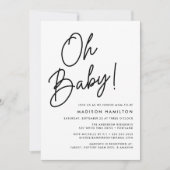 Oh Baby Script Minimalist Photo Baby shower Kaart (Voorkant)