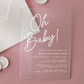 Oh Baby Script minimalistisch Baby shower Acryl Uitnodigingen