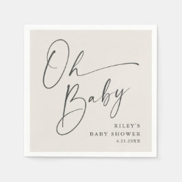 Oh Baby Script Modern Genderneutraal Baby shower Servet