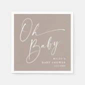 Oh Baby Script Modern Neutraal Baby shower Servet (Voorkant)
