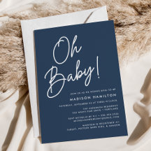 Oh Baby Script Navy Minimalistische Baby Shower