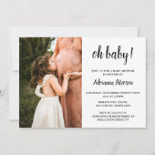 Oh Baby Script Roze Baby shower Foto Chevron Kaart (Voorkant)