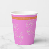 Oh Baby Script Roze en Sinaasappel Gepersonaliseer Papieren Bekers (Voorkant)