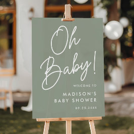 Oh Baby Script Sage Groen Baby shower Welkom Acryl Bord
