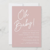 Oh Baby Script Stof Roze Foto Baby Borrel Kaart (Voorkant)