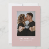 Oh Baby Script Stof Roze Foto Baby Borrel Kaart (Achterkant)