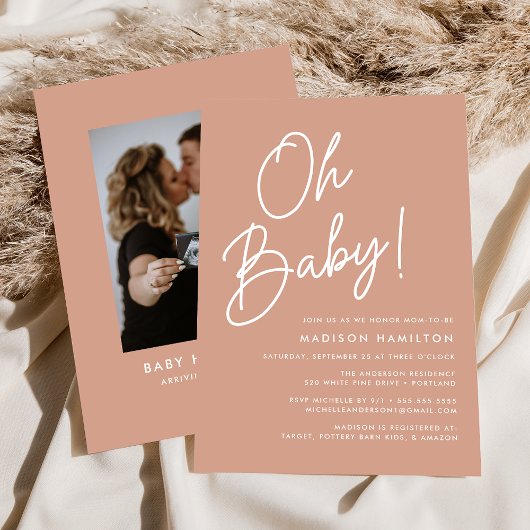 Oh Baby Script Terracotta Foto Baby Borrel Kaart