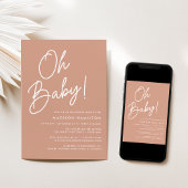 Oh Baby Script Terracotta Minimalistisch Baby show Kaart