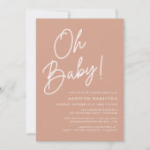 Oh Baby Script Terracotta Photo Baby shower Kaart (Voorkant)