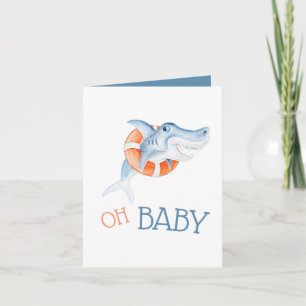 Oh baby Shark waterverf nieuwe baby Kaart