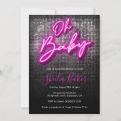 Oh Baby Shimmer Neon Baby shower Uitnodiging (Voorkant)